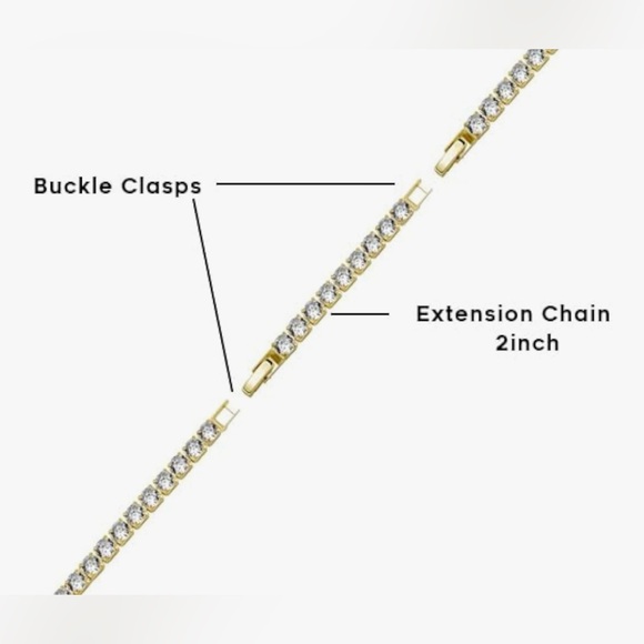 📍SUPER SALE📍 14K GOLD PLATED Diamond Tennis Choker Necklace - Picture 3 of 6